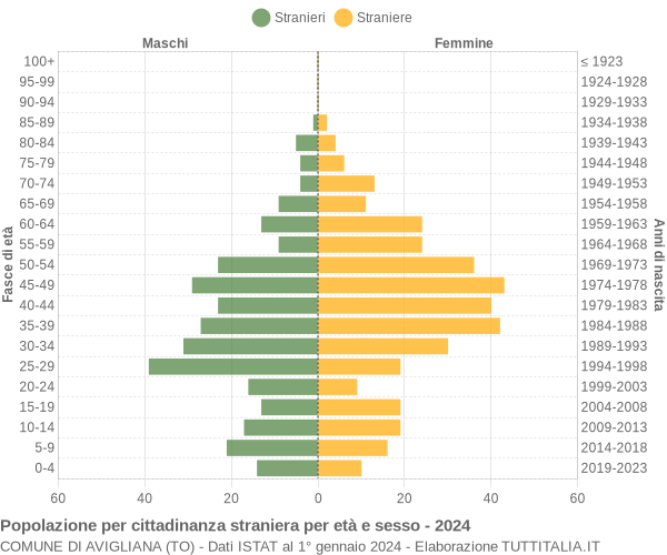 Grafico cittadini stranieri - Avigliana 2024