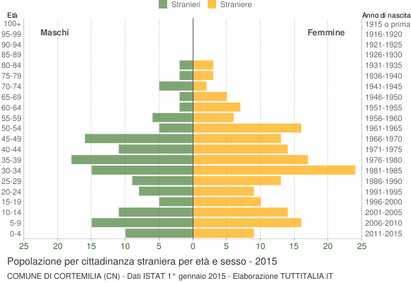 Grafico cittadini stranieri - Cortemilia 2015