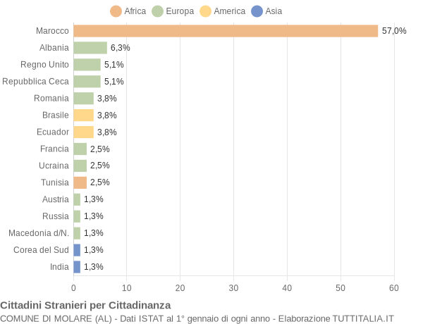 Grafico cittadinanza stranieri - Molare 2006