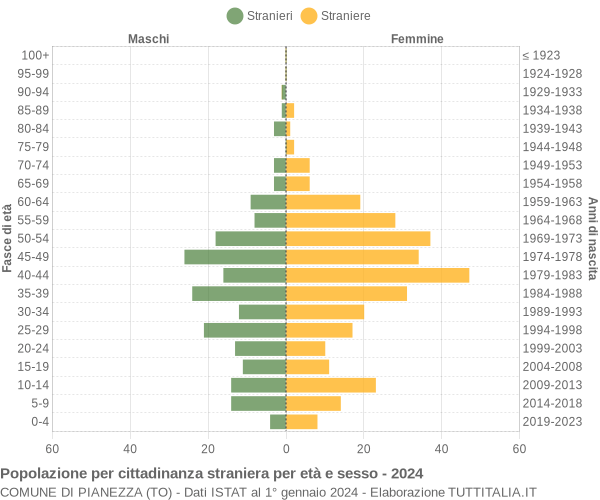 Grafico cittadini stranieri - Pianezza 2024