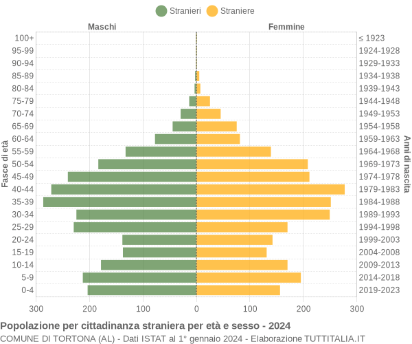 Grafico cittadini stranieri - Tortona 2024