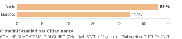 Grafico cittadinanza stranieri - Montemale di Cuneo 2007