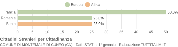 Grafico cittadinanza stranieri - Montemale di Cuneo 2009