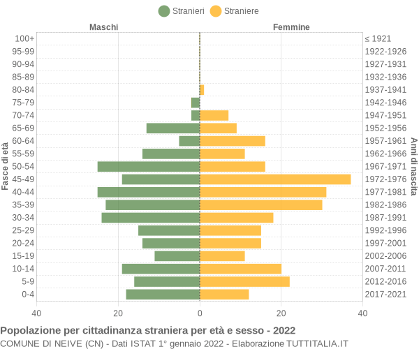 Grafico cittadini stranieri - Neive 2022