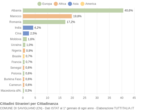 Grafico cittadinanza stranieri - Savigliano 2016