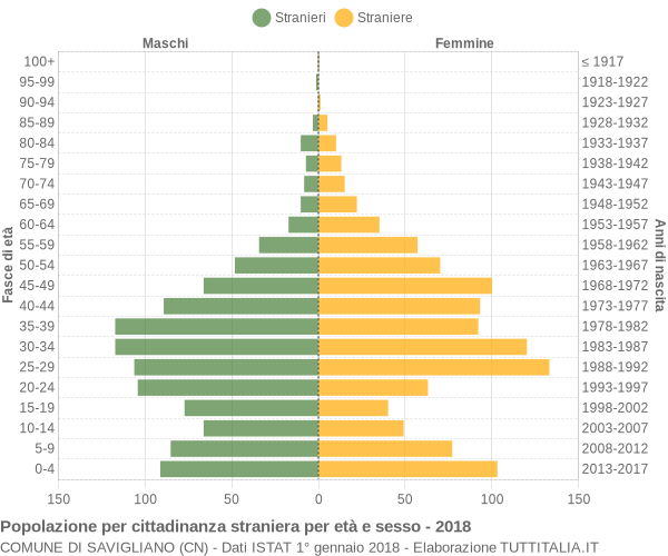 Grafico cittadini stranieri - Savigliano 2018