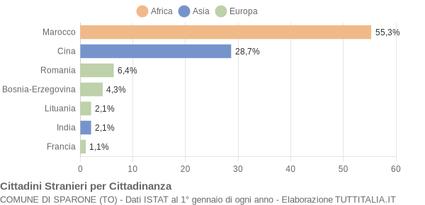 Grafico cittadinanza stranieri - Sparone 2007