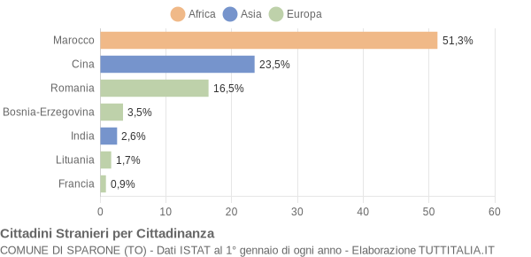 Grafico cittadinanza stranieri - Sparone 2008