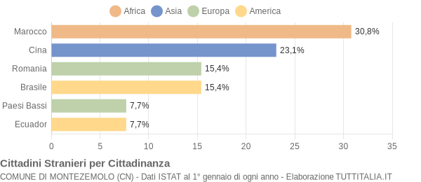 Grafico cittadinanza stranieri - Montezemolo 2005