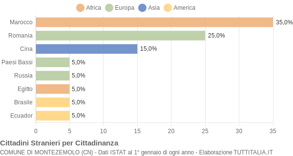 Grafico cittadinanza stranieri - Montezemolo 2009