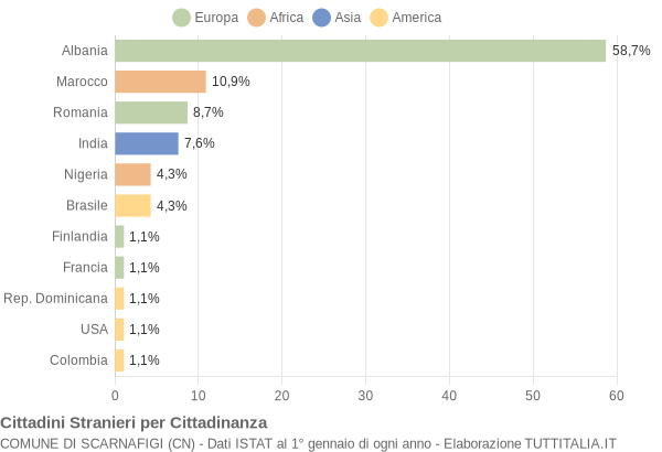 Grafico cittadinanza stranieri - Scarnafigi 2004