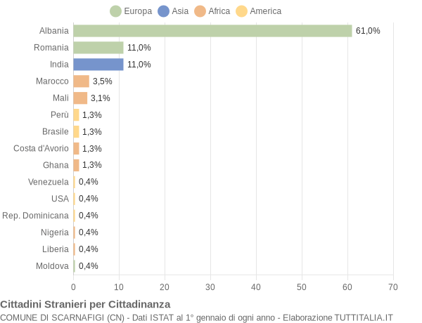 Grafico cittadinanza stranieri - Scarnafigi 2016