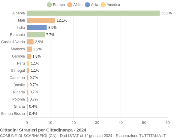 Grafico cittadinanza stranieri - Scarnafigi 2024