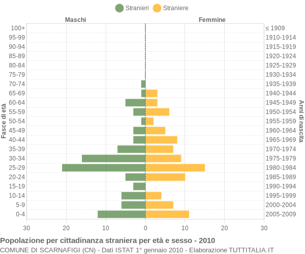 Grafico cittadini stranieri - Scarnafigi 2010