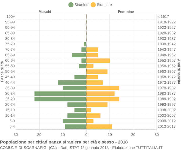 Grafico cittadini stranieri - Scarnafigi 2018