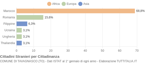 Grafico cittadinanza stranieri - Tavagnasco 2005