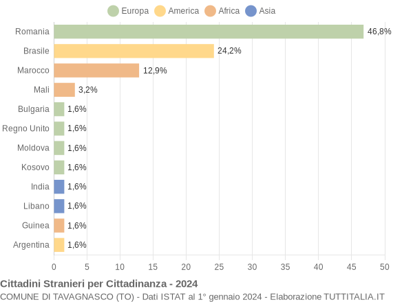 Grafico cittadinanza stranieri - Tavagnasco 2024