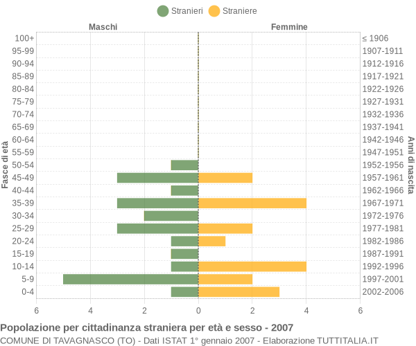 Grafico cittadini stranieri - Tavagnasco 2007