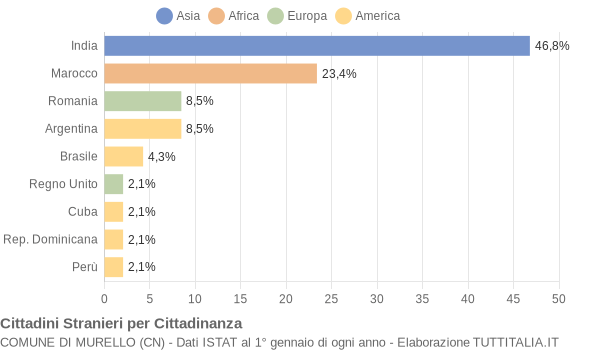 Grafico cittadinanza stranieri - Murello 2011