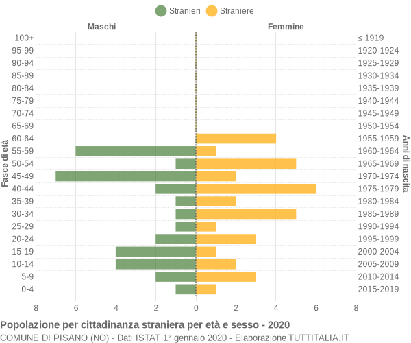 Grafico cittadini stranieri - Pisano 2020