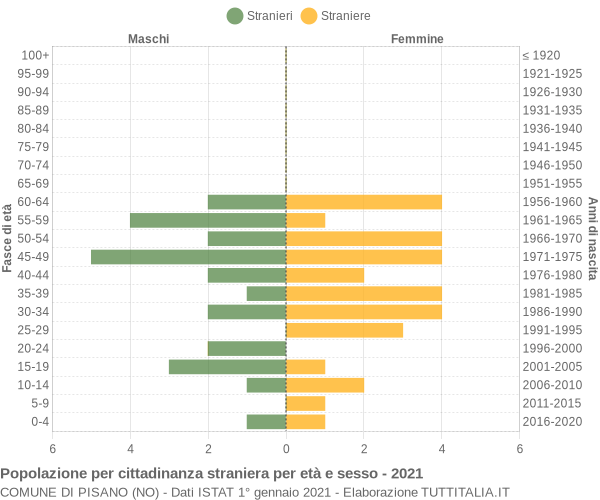 Grafico cittadini stranieri - Pisano 2021