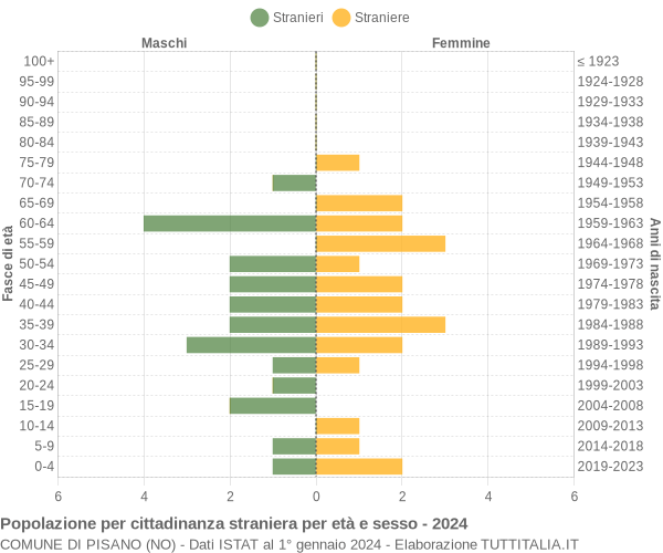 Grafico cittadini stranieri - Pisano 2024