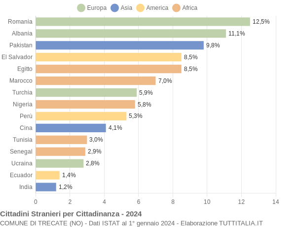 Grafico cittadinanza stranieri - Trecate 2024