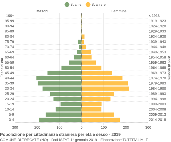 Grafico cittadini stranieri - Trecate 2019