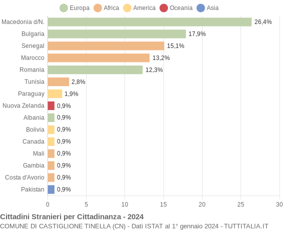 Grafico cittadinanza stranieri - Castiglione Tinella 2024