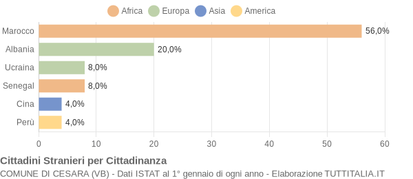 Grafico cittadinanza stranieri - Cesara 2009