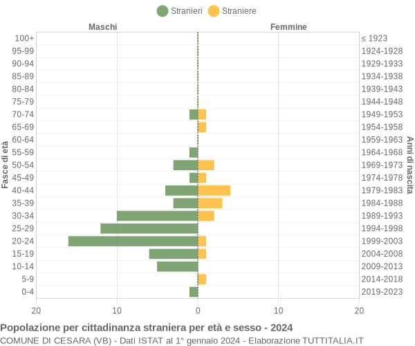 Grafico cittadini stranieri - Cesara 2024