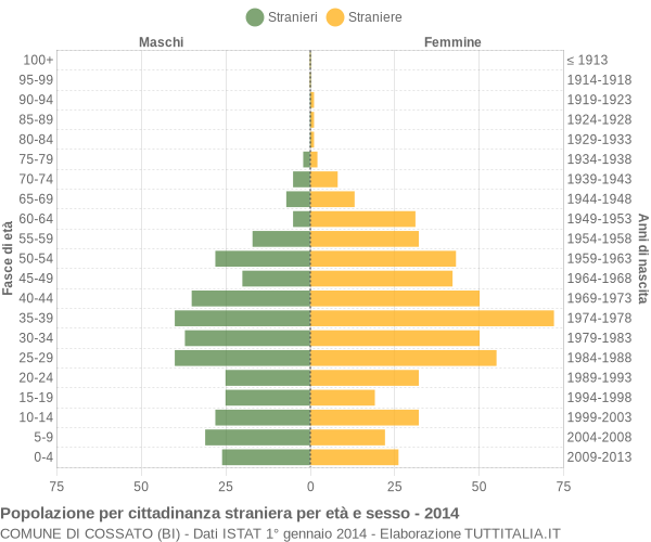 Grafico cittadini stranieri - Cossato 2014