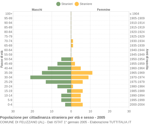 Grafico cittadini stranieri - Felizzano 2005