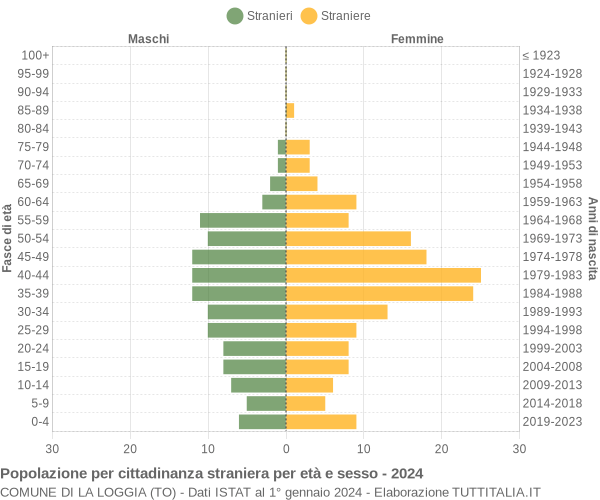 Grafico cittadini stranieri - La Loggia 2024