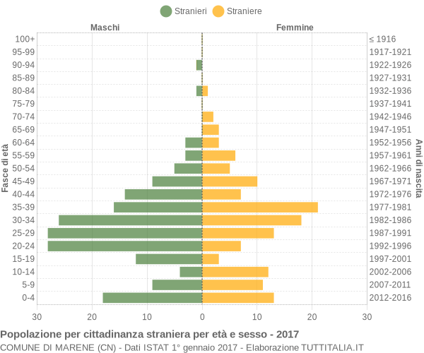 Grafico cittadini stranieri - Marene 2017