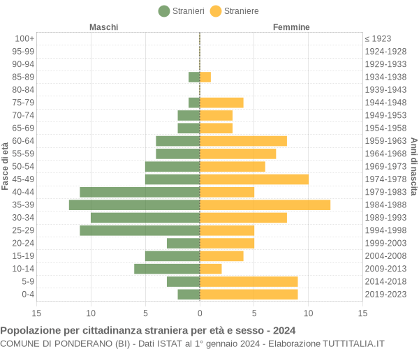 Grafico cittadini stranieri - Ponderano 2024