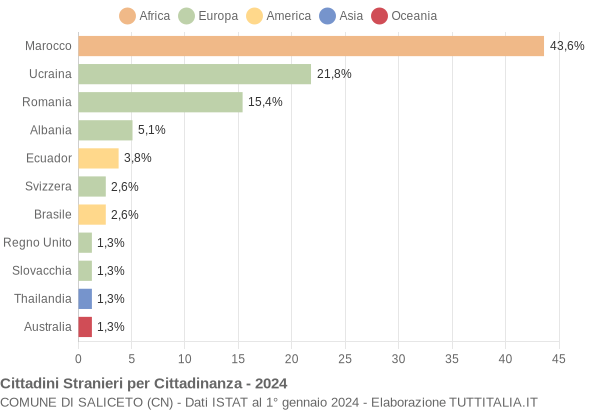 Grafico cittadinanza stranieri - Saliceto 2024