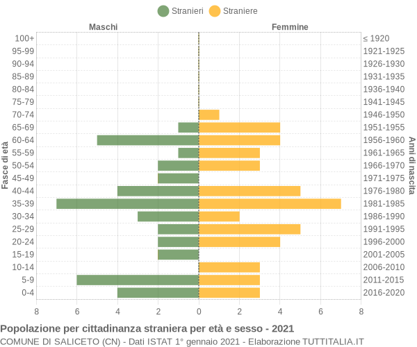 Grafico cittadini stranieri - Saliceto 2021