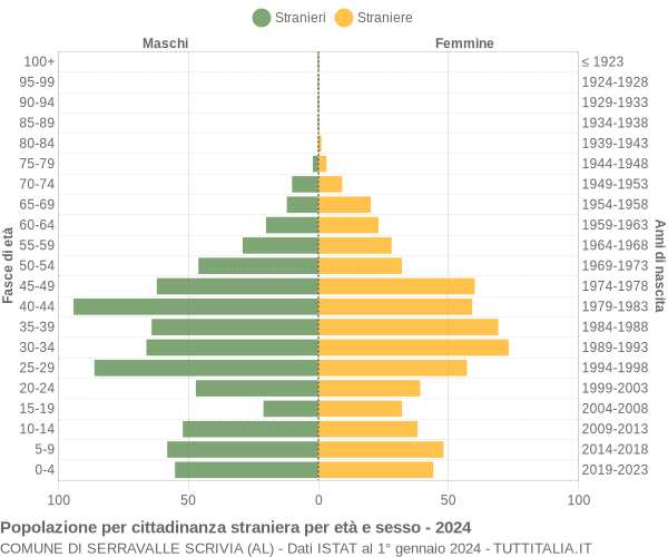 Grafico cittadini stranieri - Serravalle Scrivia 2024