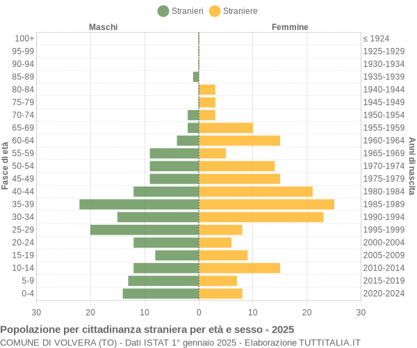 Grafico cittadini stranieri - Volvera 2025