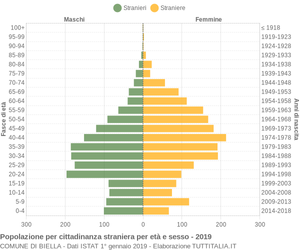 Grafico cittadini stranieri - Biella 2019