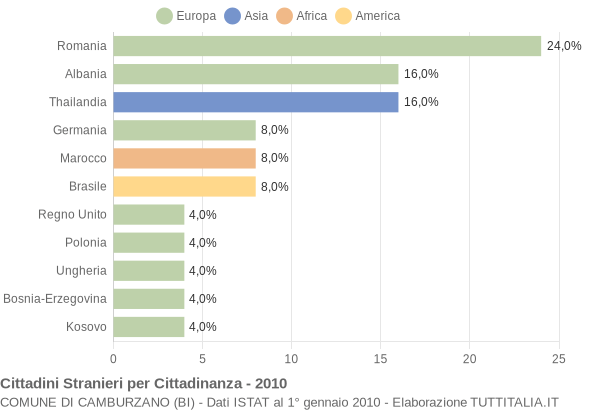Grafico cittadinanza stranieri - Camburzano 2010