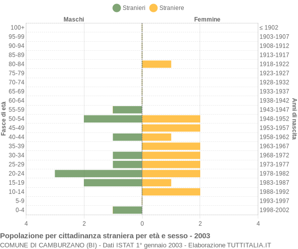 Grafico cittadini stranieri - Camburzano 2003