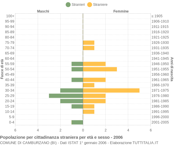 Grafico cittadini stranieri - Camburzano 2006