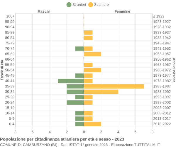 Grafico cittadini stranieri - Camburzano 2023