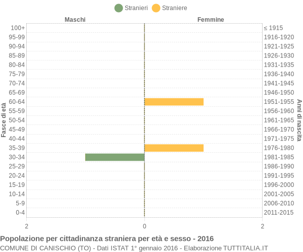 Grafico cittadini stranieri - Canischio 2016