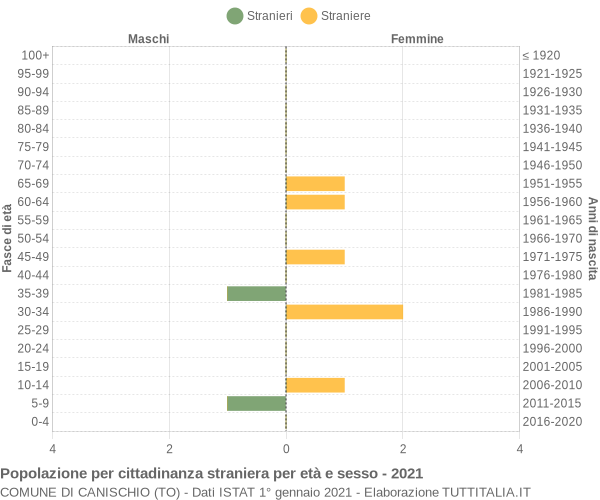 Grafico cittadini stranieri - Canischio 2021