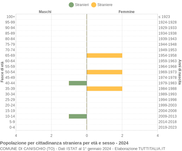 Grafico cittadini stranieri - Canischio 2024