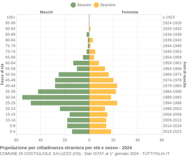 Grafico cittadini stranieri - Costigliole Saluzzo 2024