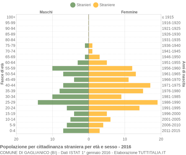 Grafico cittadini stranieri - Gaglianico 2016